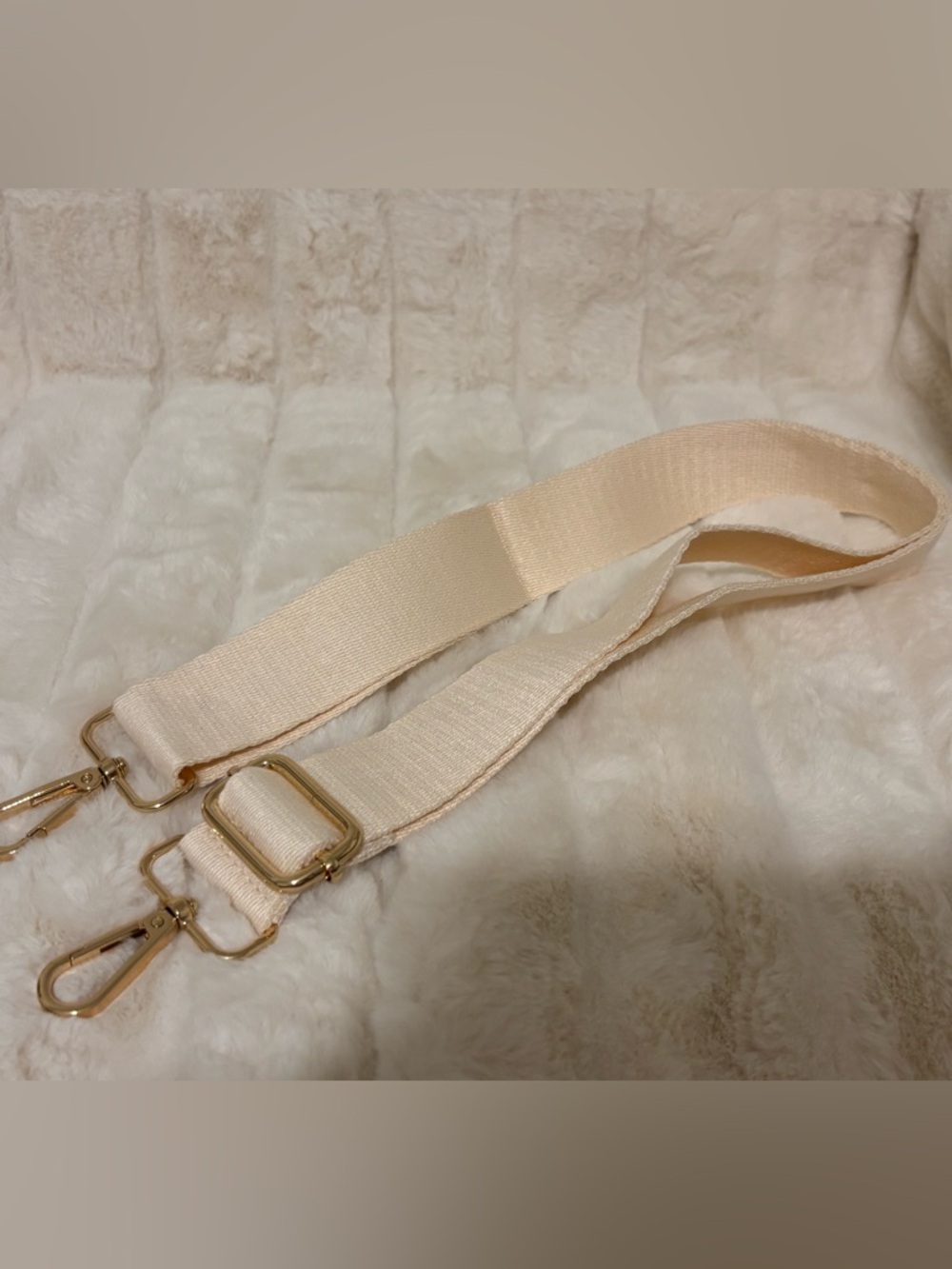 Cream Fabric Crossbody Bag Strap with Gold Hardware